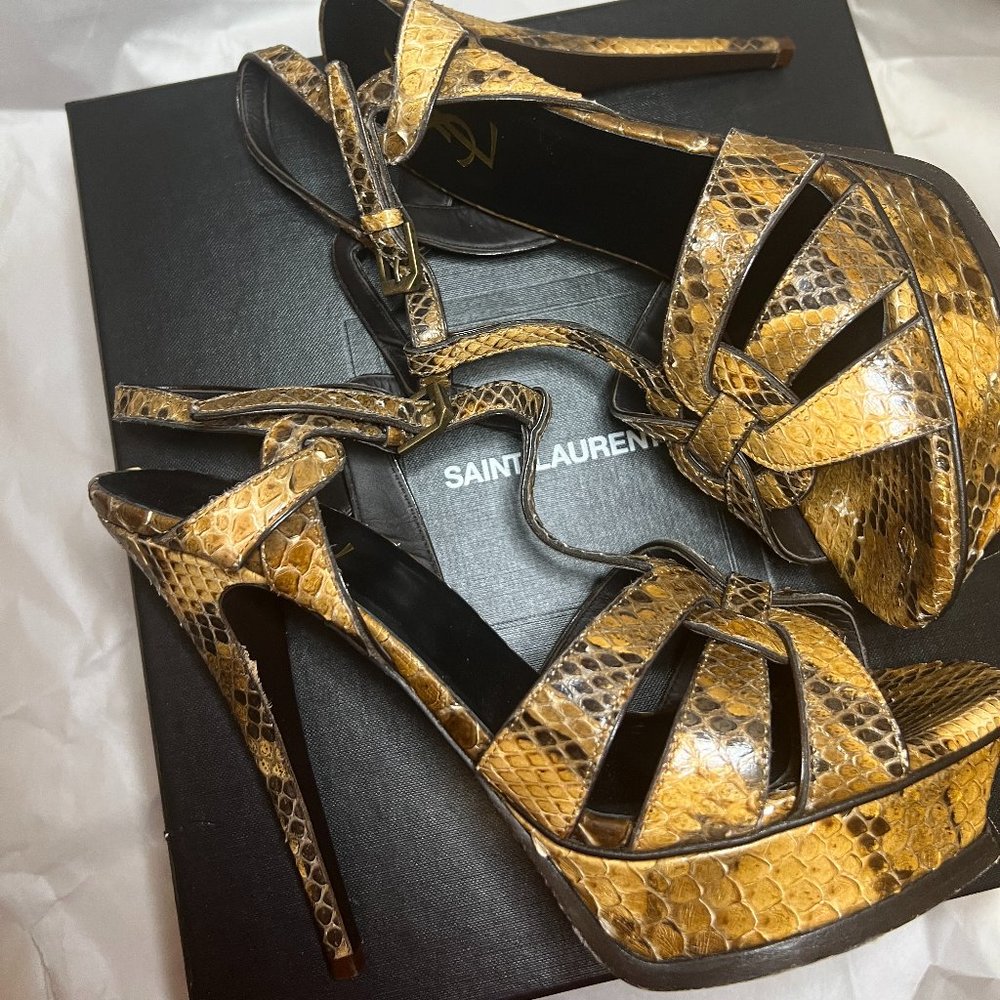 Saint Laurent Python Tribute Sandals - Size 39.5 … - image 4